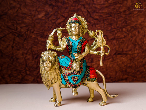 Goddess Durga Statue Brass Sherawali Maa Idol