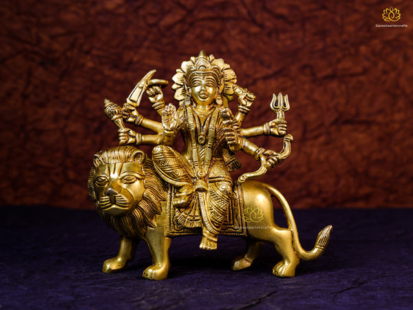 Pure Brass Durga Idol-16Cm Mata-Sherawali Statue