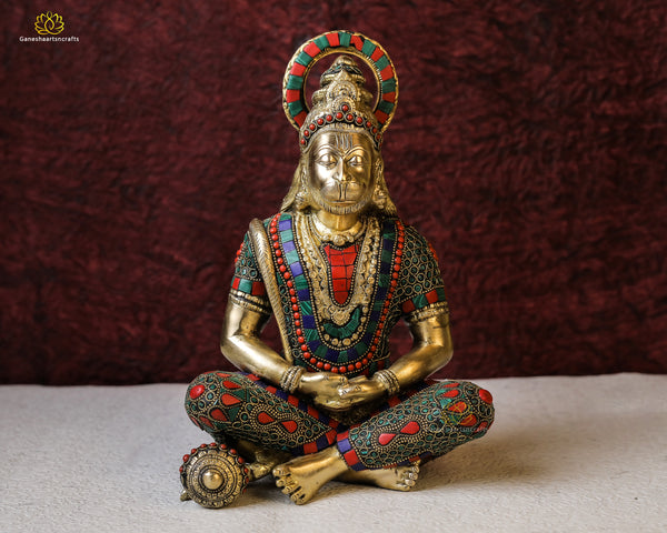 Lord Hanuman Statue Pure Brass Bajrangbali Idol-12"Tall