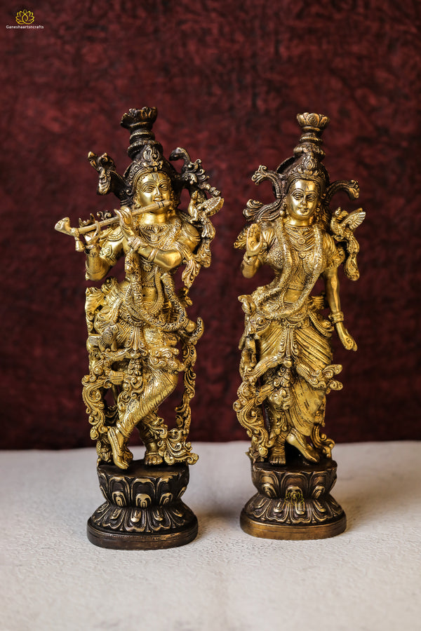 Exquisite Radha-Krishna Idol in Brass With Double Tone Finished