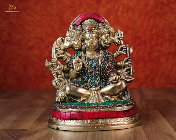 Brass Panchmukhi Statue with Stone Work