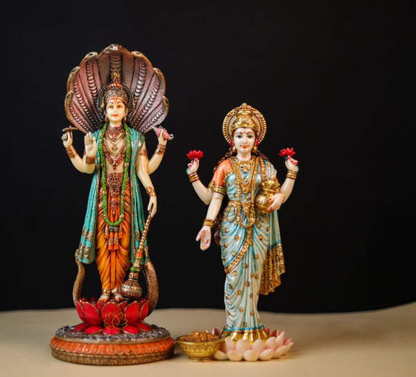 Vishnu Lakshmi Idols Scared sculpture of Laxmi Narayan-12"