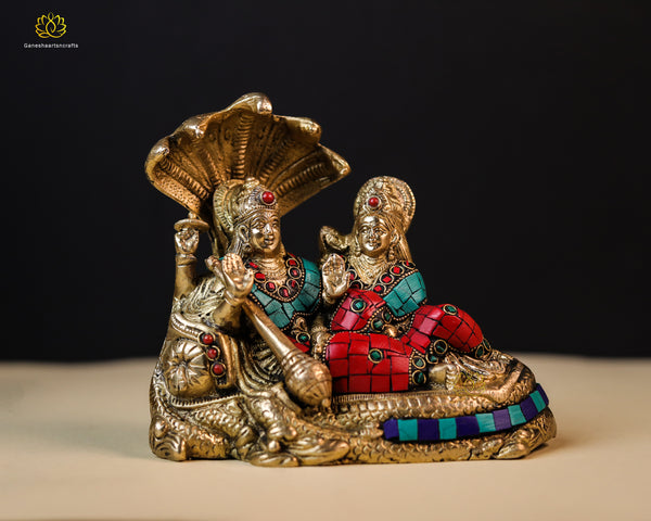 Vishnu Lakshmi Idol On Brass | Laxmi Narayan On Sheshnag |