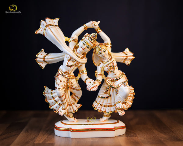 Radha Krishna Statue | 23 Cm Dancing Krishna Radha Decorative Idol | Lakshmi Narayan Statue | Divine Couple |