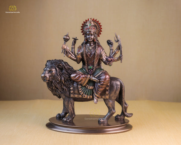 Durga Statue | Devi Durga Idol | 10 Inch Sherawali Deities | Hand Painted Beautiful Hindu Goddess | Maa Parvati | Sitting On Lion |