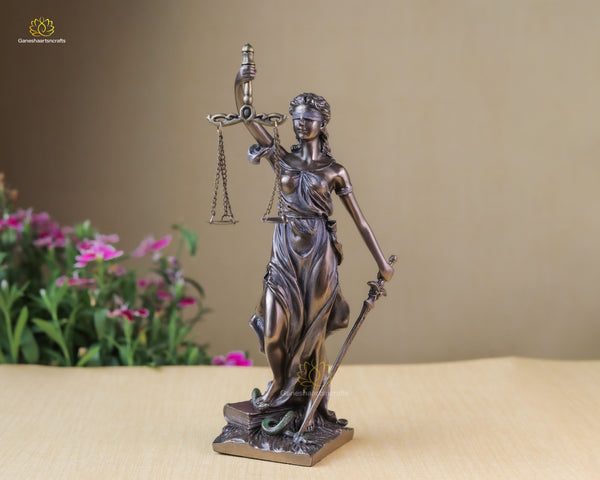 Elegant Lady of Justice Resin Statue – Symbol of Fairness and Truth- 10"