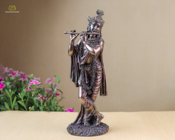 Lord Krishna Statue Playing Flute Idol -10"