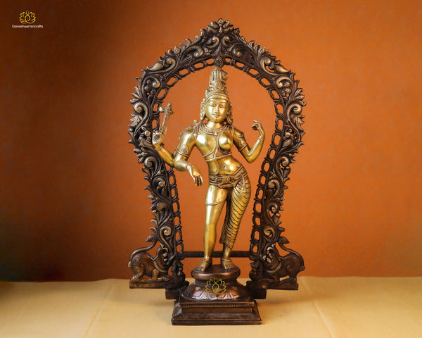 Brass Ardhanarishvara Idol Shiva-Shakti Statue Hindu God Goddess Half Shiva N Half Parvati-45 Cm