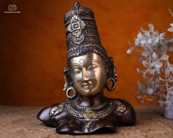 Handcrafted Brass Parvati Bust – Sacred Hindu Goddess Statue for Home & Meditation Décor"