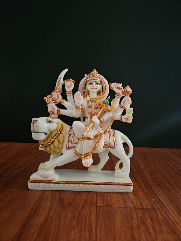 Durga Statue | Devi Durga| Cultured Marble Durga Maa 17 Cm | Divine Mother | Ambika Statue | Sherawali Maa |Shakti Goddess | Hindu Goddess