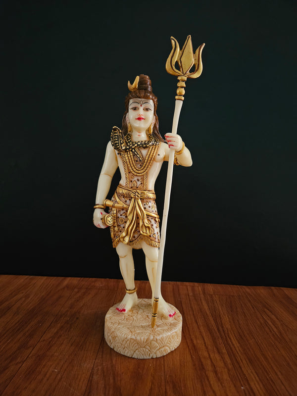 Standing Lord Shiva Statue In Cultured Marble-12"