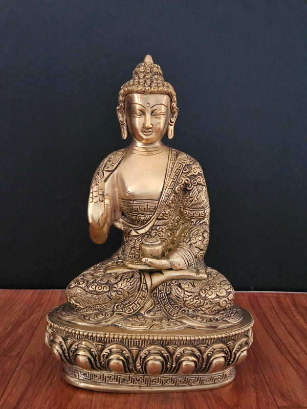 Pure Brass Buddha Statue For Home Decor-10"Tall