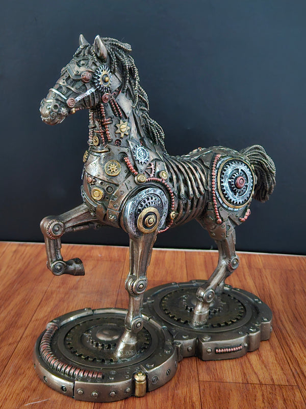 Majestic Gallop: Bonded Bronze Mechanical Horse Sculpture