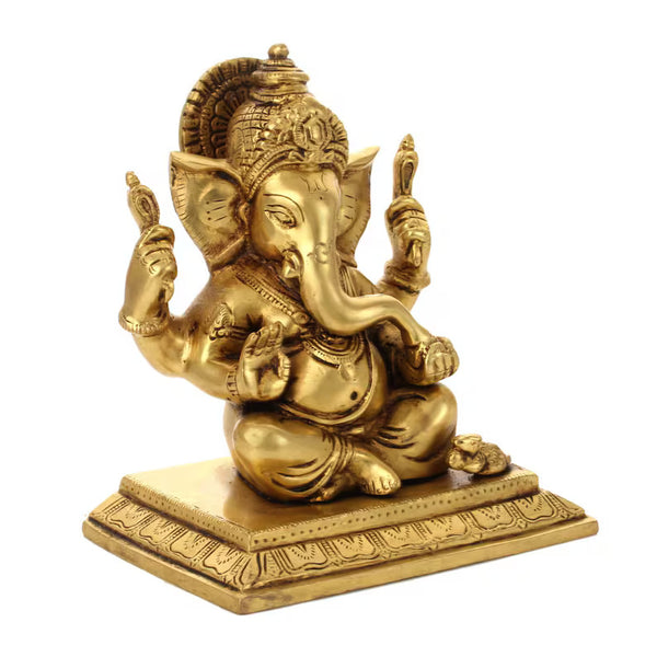 Ganesh Statue | Brass Lord Ganesha | Good luck God | Home Decor Idol | Ganapati | Elephant Head God | Diwali Puja Idol | Vinayaka | 16 Cm |