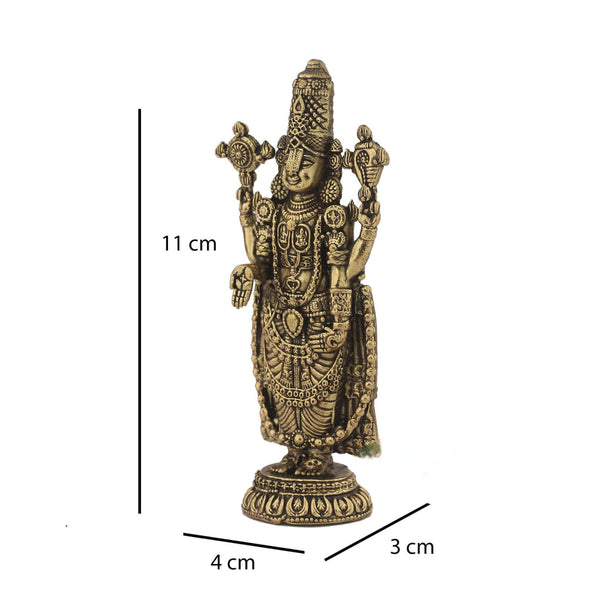 Brass Elegant Tirupati Balaji Idol For Small Temple & Car Dashboard