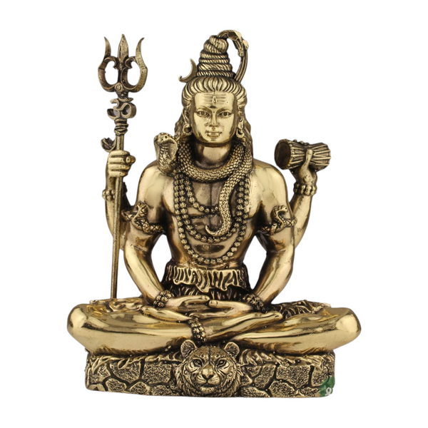 Brass Shiva Statue For Car Dashboard  & Small Temple Altar Space