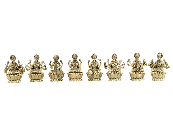 Brass Eight Lakshmi Set - Divine Collection of Prosperity and Blessings for Home or Shop 3"