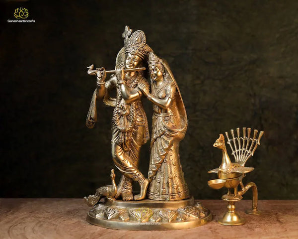 16"Radha Krishna | Large Statue of Radha Krishna | Radhe Krishna Idol | Brass Statue of Radhe Krishna | Hare Krishna Idol | Divine Couples |