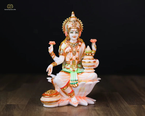 Lakshmi Statue | Goddess of health | wealth | prosperity | Hindu Goddess | Cultured Marble Laxmi | Goddess of Good Fortune|Fertility |19 CM