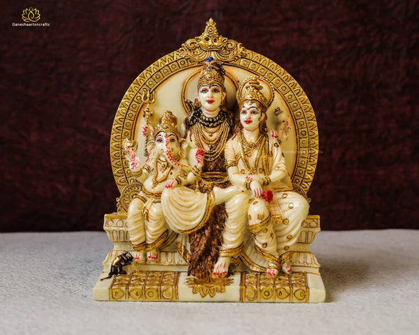 Shiva Family Statue | Shiv Parivar Idol | Lord Ganesha | Goddess Parvati | Hindu God Goddess | Shiv Puja | Cultured Marble Statue |